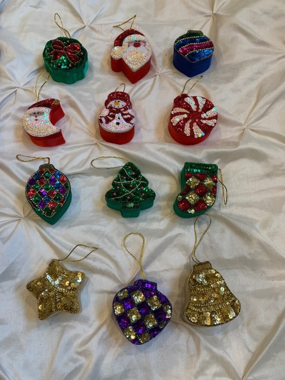New Set 12 Christmas 2006 Sequin Ornament Boxes